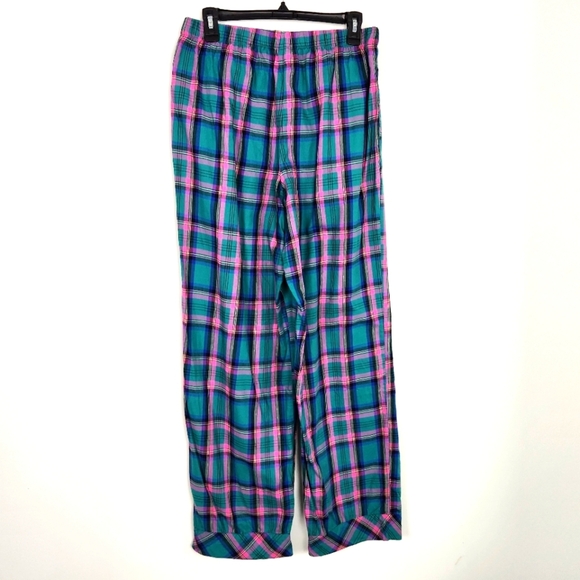 Victoria's Secret Teal Blue and Pink Plaid Flannel 2pc Pockets PJ's Size M - Picture 16 of 16